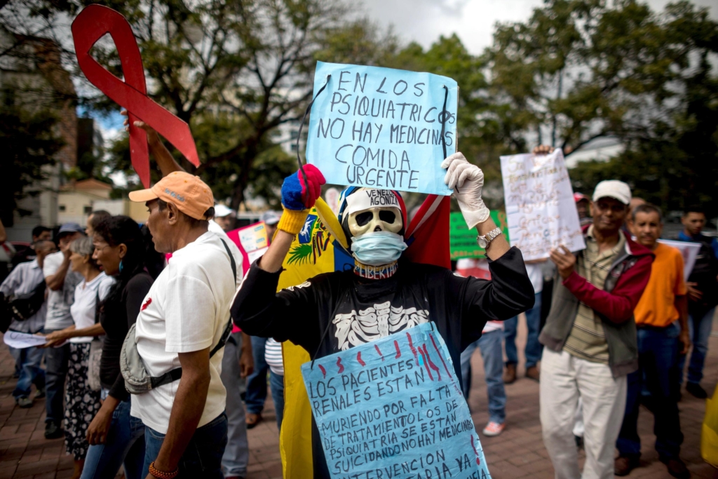 Venezuelans with serious illnesses protest