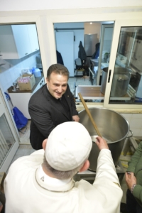 Pope Francis during a visit to the Night and Daytime Reception Center