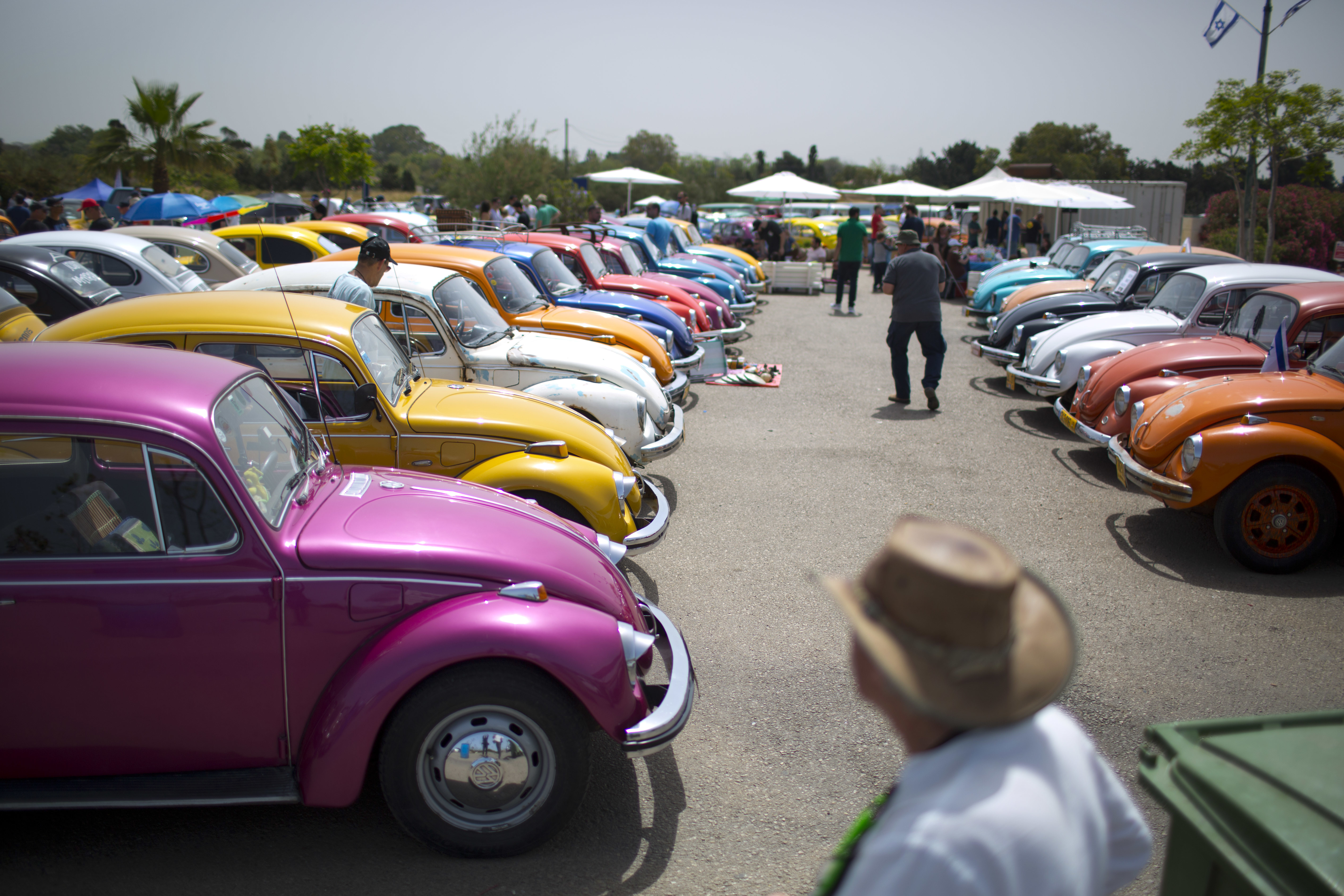 Volkswagen Beetles displayed during the annual gathering of the 