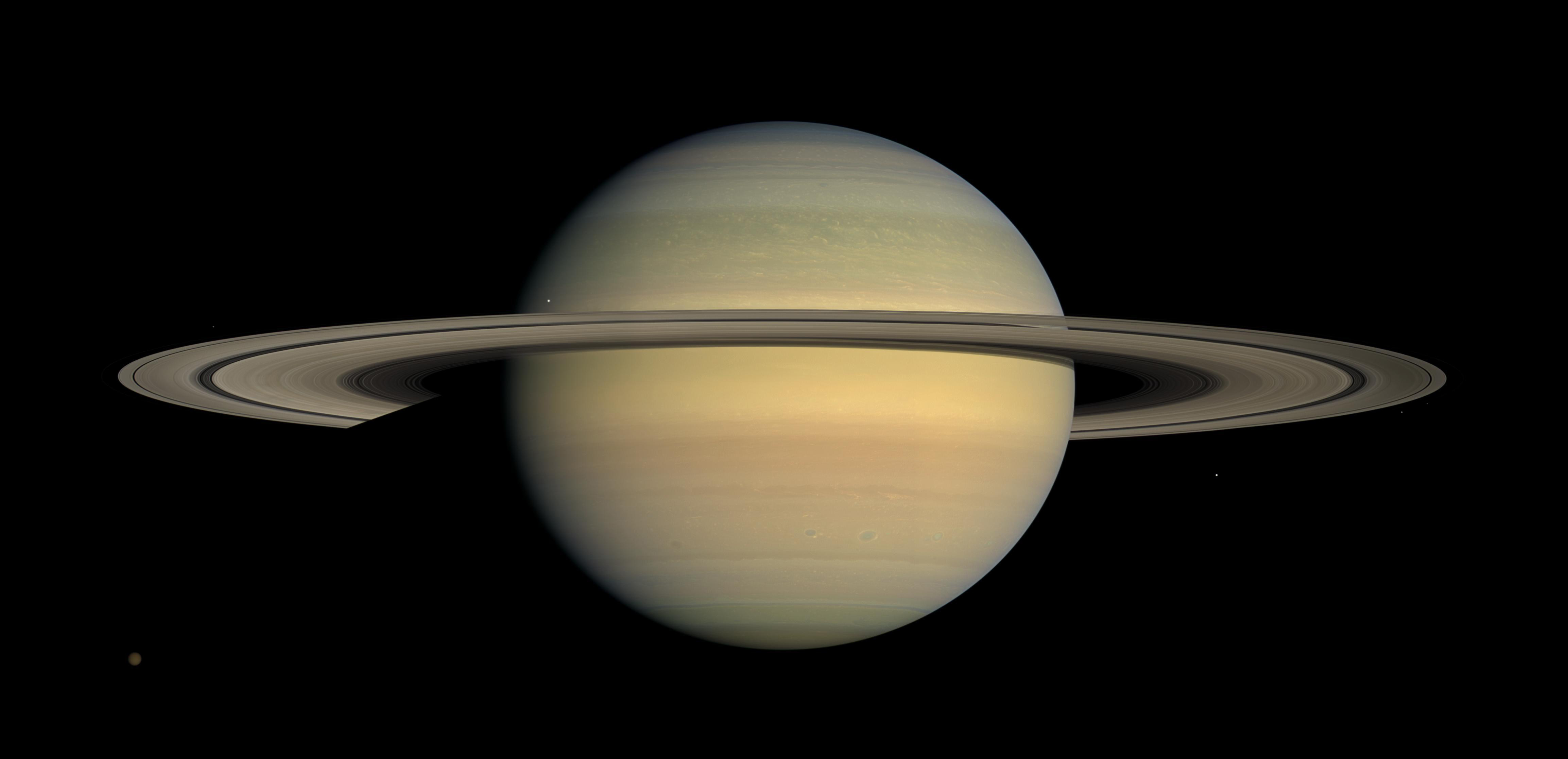 This July 23, 2008 image made available by NASA shows the planet Saturn, as seen from the Cassini spacecraft. After a 20-year voyage, Cassini is poised to dive into Saturn on Friday, Sept. 15, 2016.
 (NASA/JPL/Space Science Institute via AP)