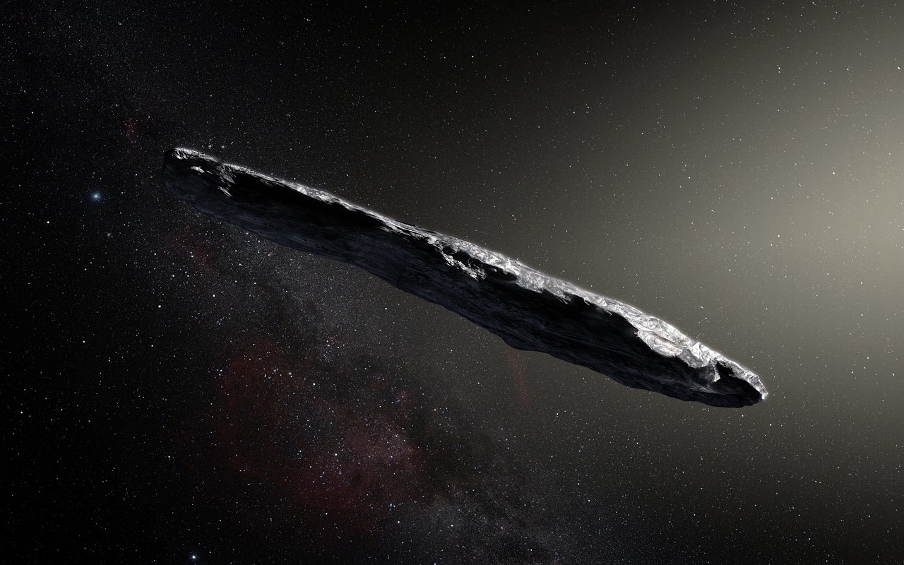 Rappresentazione artistica dell'asteroide Oumuamua