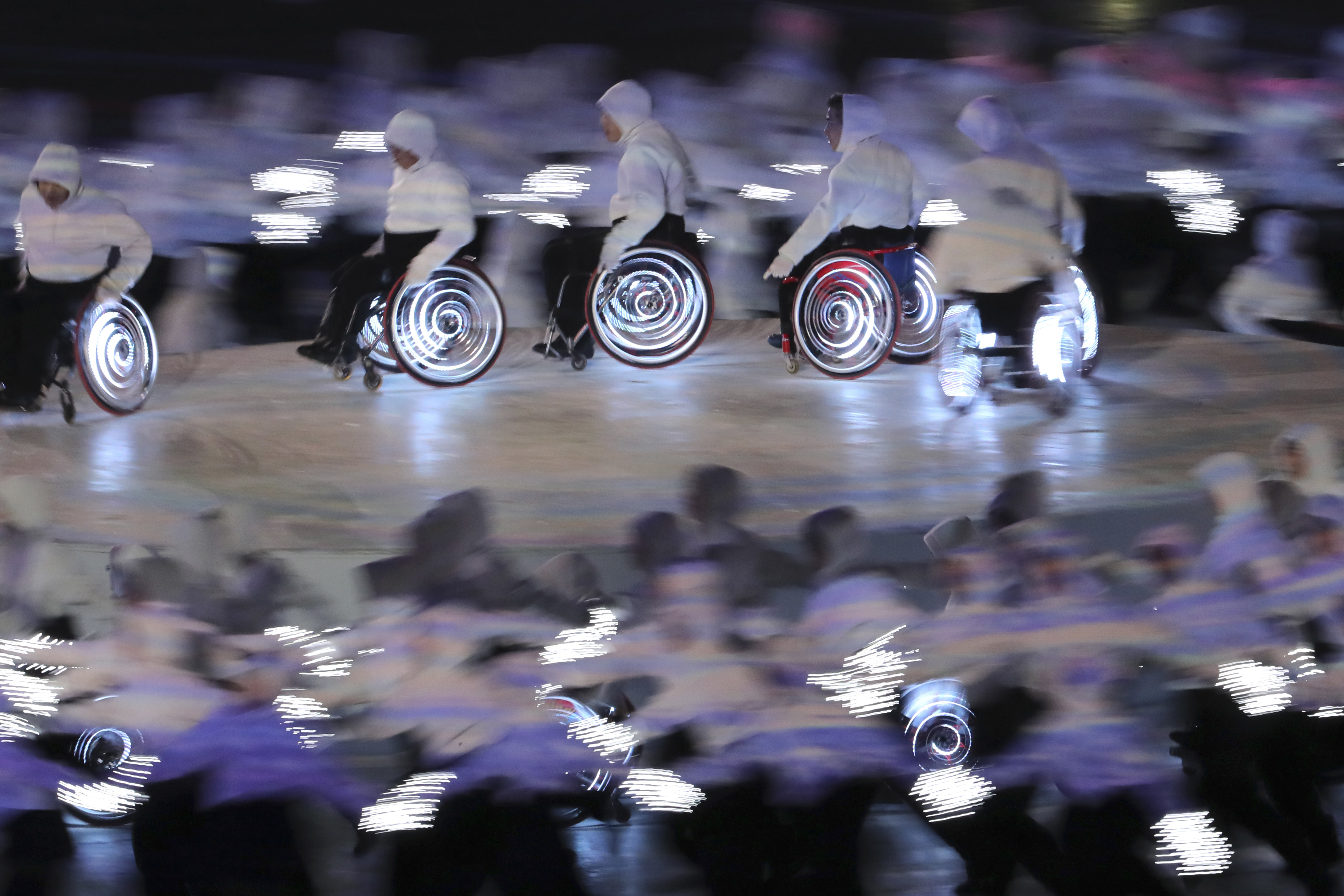 Performers take part in the opening ceremony of the 2018 Winter Paralympics in Pyeongchang, South Korea, Friday, March 9, 2018. (AP Photo/Ng Han Guan)