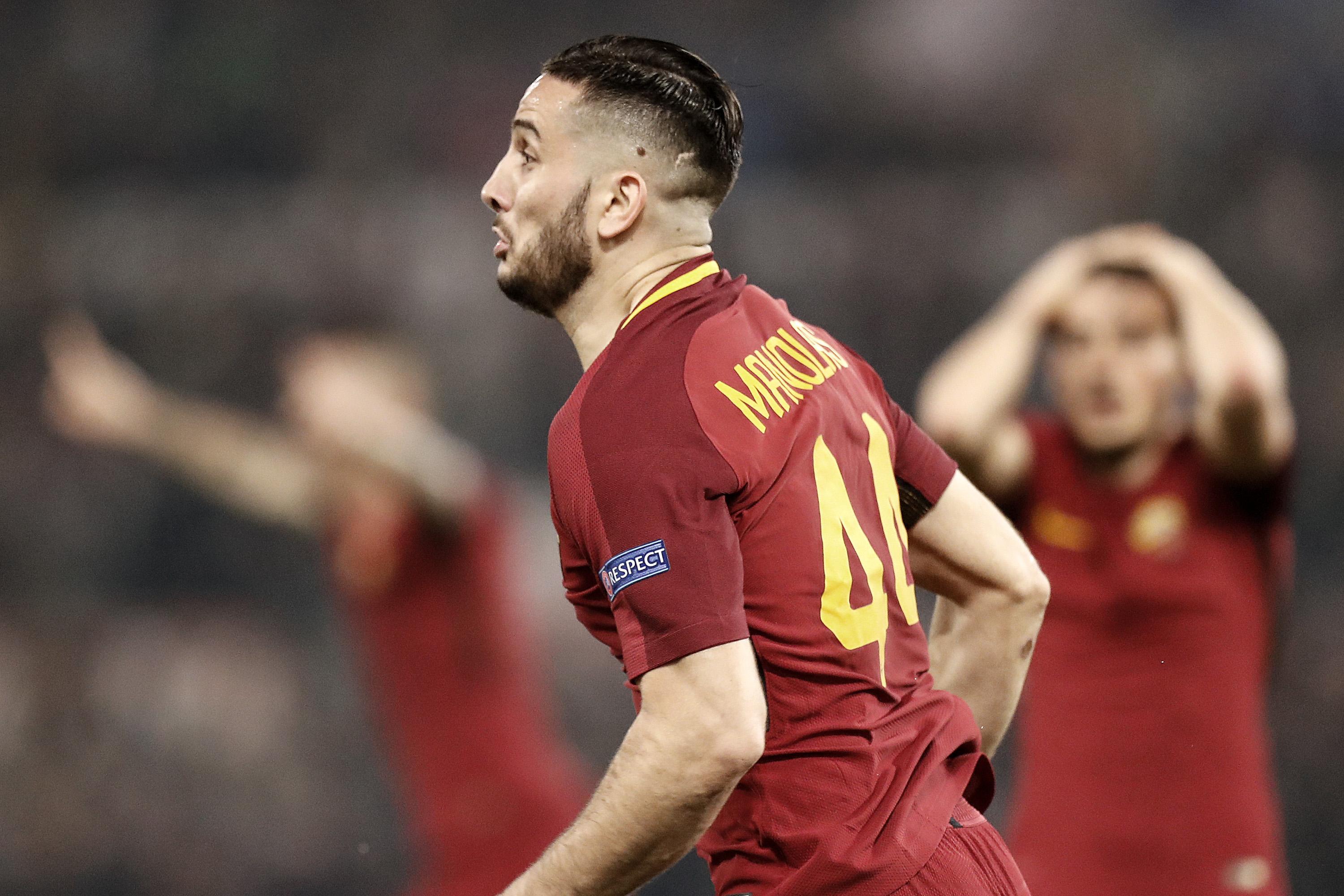 Roma's Kostas Manolas jubilates after scoring the goal during Champions League quarter-final second leg soccer match between AS Roma and FC Barcelona at the Olimpico Stadium, Rome, Italy, 10 April 2018. ANSA/RICCARDO ANTIMIANI
