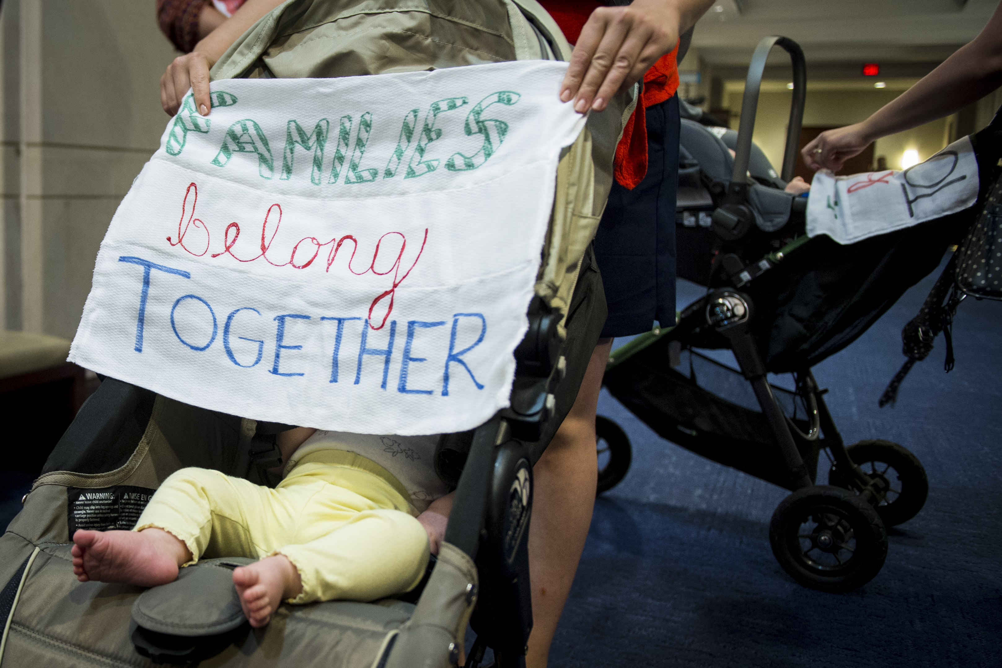 UNITED STATES - June 19: A group of mothers and their children protesting the separation of families at the southern border are escorted out of the 