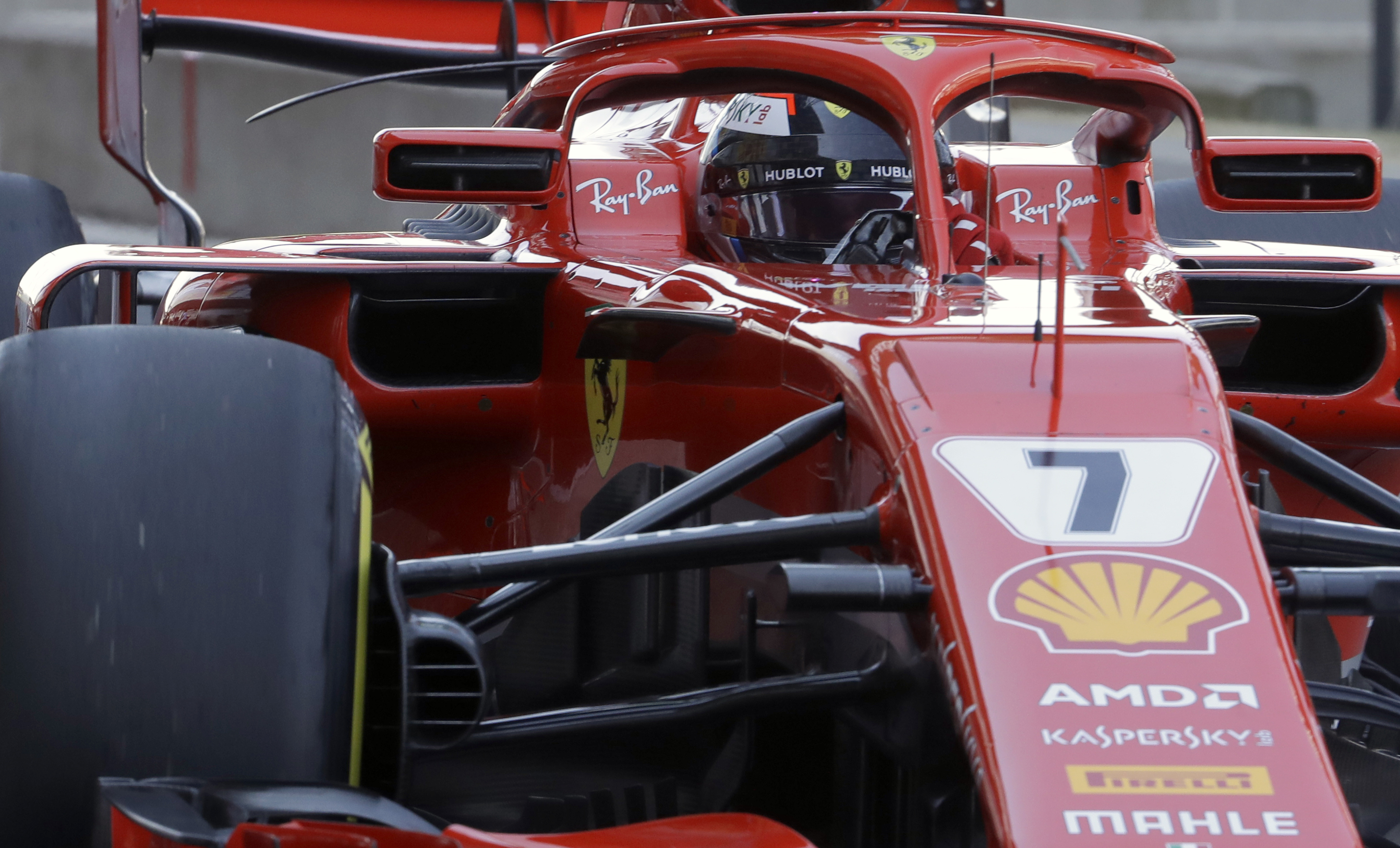 Ferrari driver Kimi Raikkonen of Finland steers his car during the third free practice at the Silverstone racetrack, Silverstone, England, Saturday, July 7, 2018. The British Formula One Grand Prix will be held on Sunday. (AP Photo/Luca Bruno)