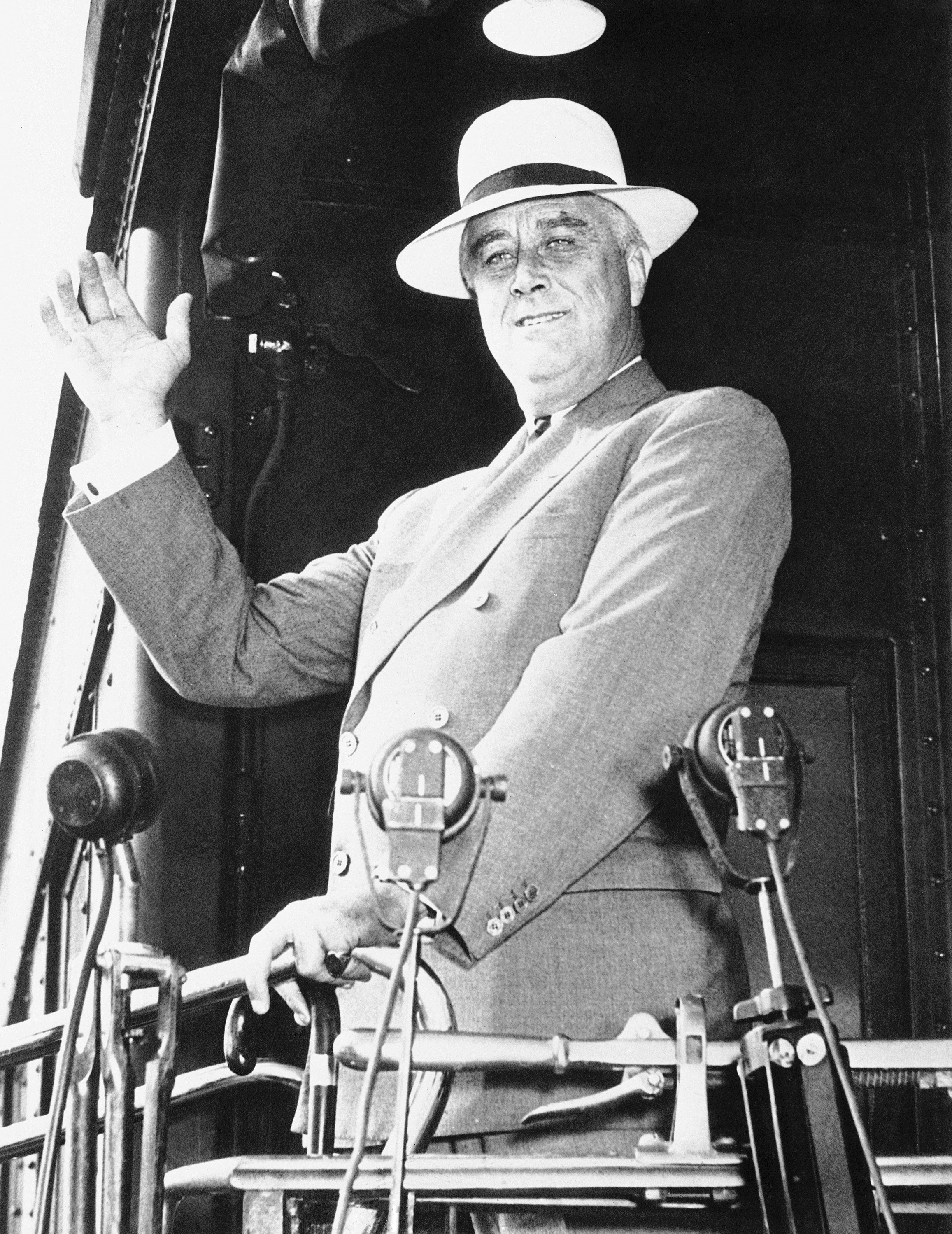 President Franklin D. Roosevelt is shown as he arrived in Washington, Sept. 26, 1934 from a stay in Hyde Park, N.Y.  He faces many problems, including that of finding a successor to Hugh S. Johnson whose resignation as NRA administrator was accepted the night before the executive reached Washington. (AP Photo)