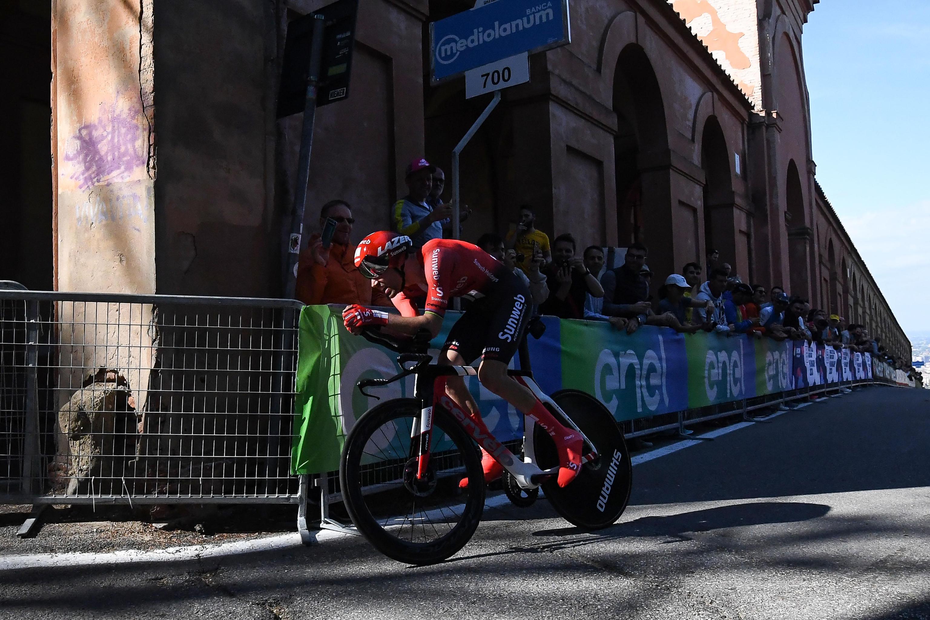 Dutch rider Tom Dumoulin of Team Sunweb in action during the 1st stage of the 102th Giro d'Italia cycling race, an individual time trial from Bologna to Bologna (San Luca), Italy, 11 May 2019. ANSA/ALESSANDRO DI MEO