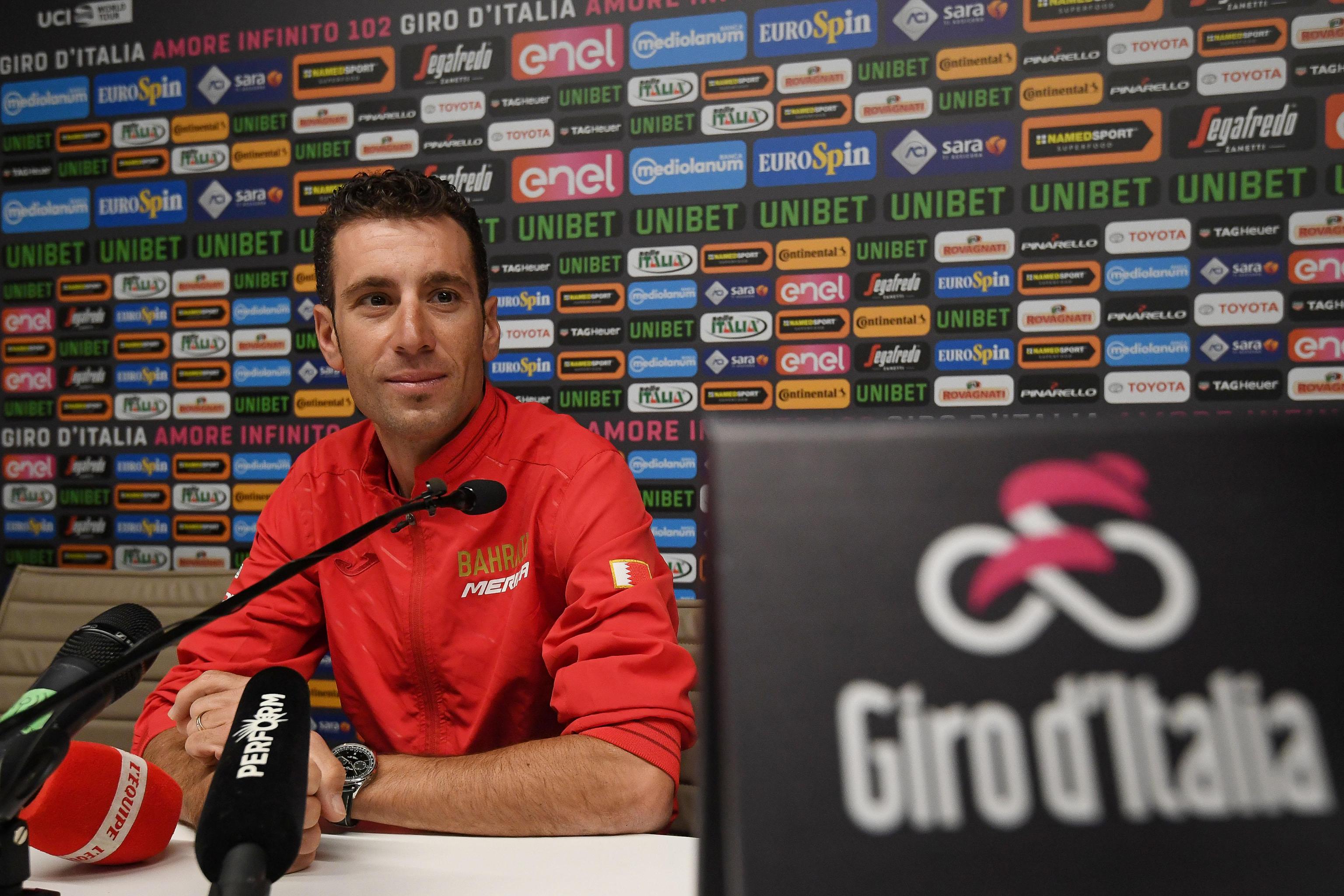 Italian rider Vincenzo Nibali of Bahrain - Merida, during a press conference on the Giro d'Italia 2019, Bologna, Italy 9 May 2019. The 102th edition of the Giro d'Italia will start in Bologna on 11 May 2019.
ANSA/ALESSANDRO DI MEO