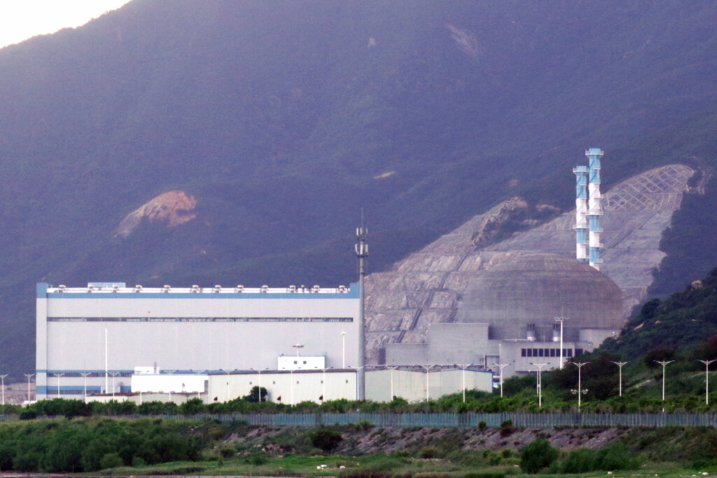 The Taishan Nuclear Power Plant in Taishan in southern China's Guangdong Province is seen, Thursday, June 17, 2021. The Taishan Nuclear Power Plant near Hong Kong had five broken fuel rods in a reactor but no radioactivity leaked, the government said Wednesday in its first confirmation of the incident that prompted concern over the facility's safety. (AP Photo)