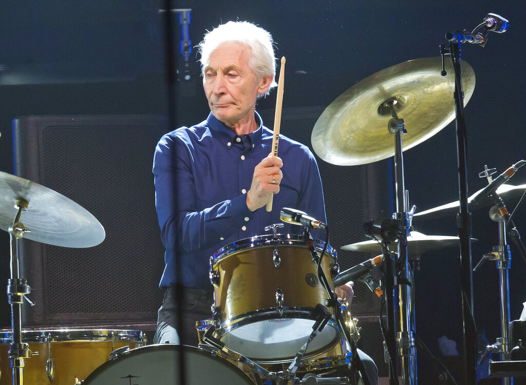 FILE - Charlie Watts, of the Rolling Stones, performs during a concert of the group's No Filter Europe Tour at U Arena in Nanterre, outside Paris, France, Oct. 22, 2017. Watts will likely miss the band’s upcoming U.S. tour to allow him to recover from an unspecified medical procedure. A spokesperson for the musician said Wednesday, Aug. 4, 2021, the procedure was “completely successful” but that Watts needs time to recuperate. (AP Photo/Michel Euler, File)