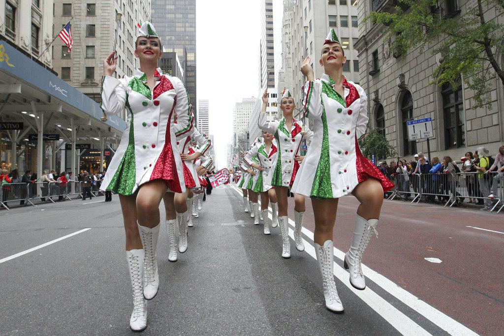 The Majorettes di Casperia, from Italy, make their way up Fifth Avenue as they take part in the Columbus Day parade, Monday, Oct. 8, 2018 in New York. (AP Photo/Tina Fineberg)
