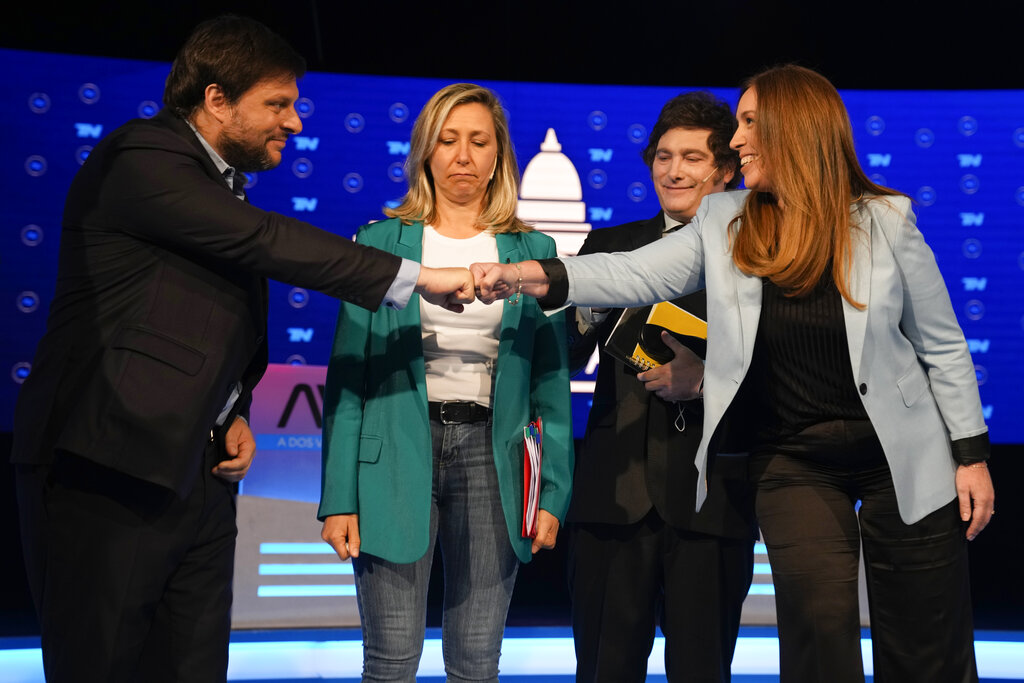 Candidates for deputies for the City of Buenos Aires, from right, María Eugenia Vidal, from 
