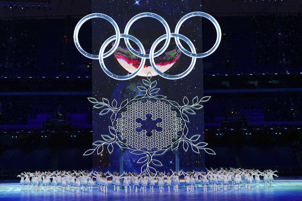 Dancers perform during the opening ceremony of the 2022 Winter Olympics, Friday, Feb. 4, 2022, in Beijing. (AP Photo/David J. Phillip)