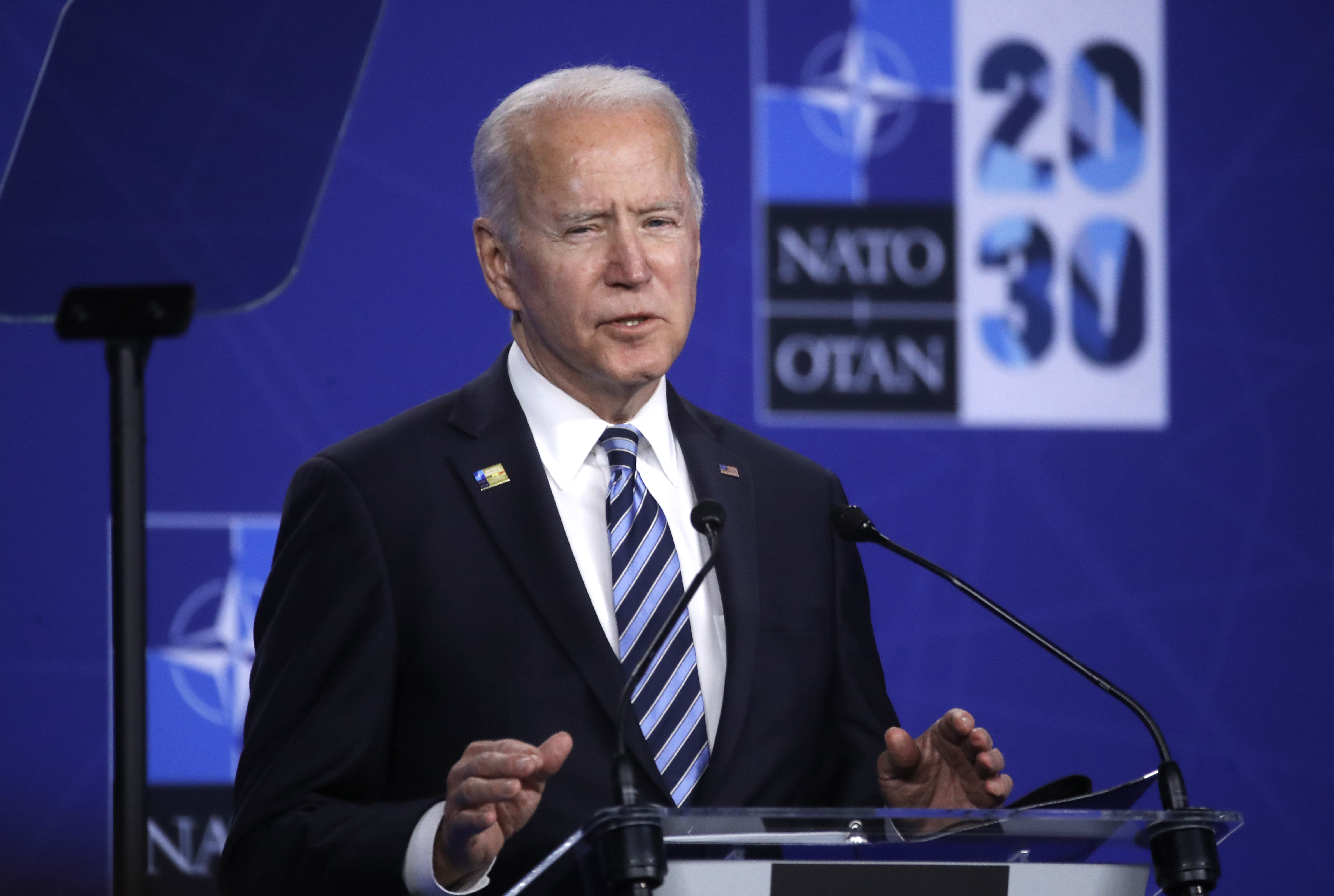 President Joe Biden NATO summit in Brussels,  (Olivier Hoslet, Pool via AP)