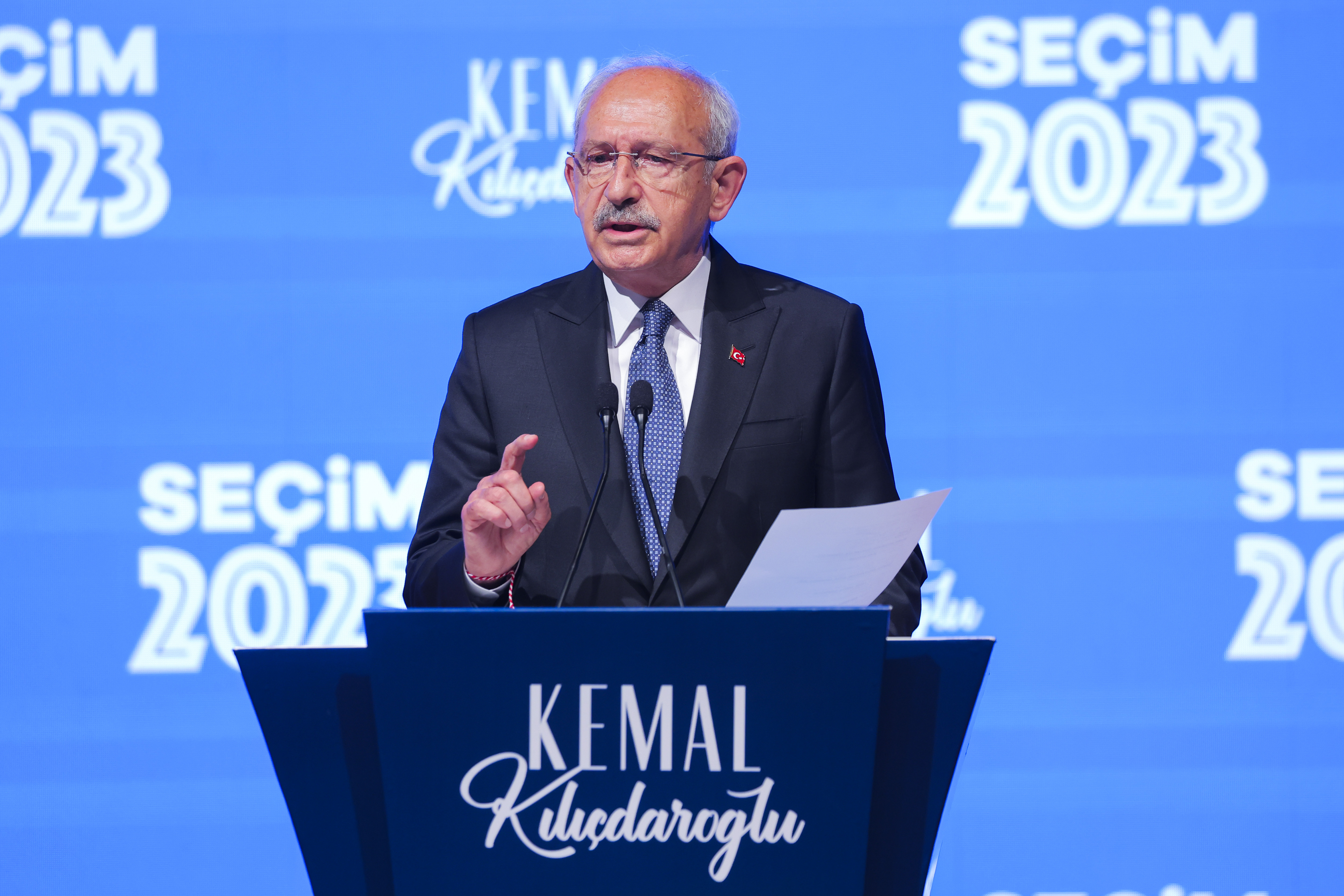 Kemal Kilicdaroglu, the 74-year-old leader of the center-left, pro-secular Republican People's Party (CHP) speaks at the party's headquarters in Ankara, Turkey, on Sunday, May 14, 2023. More than 64 million people, including 3.4 million overseas voters, were eligible to vote. (AP Photo)Associated Press/LaPresseOnly Italy and Spain