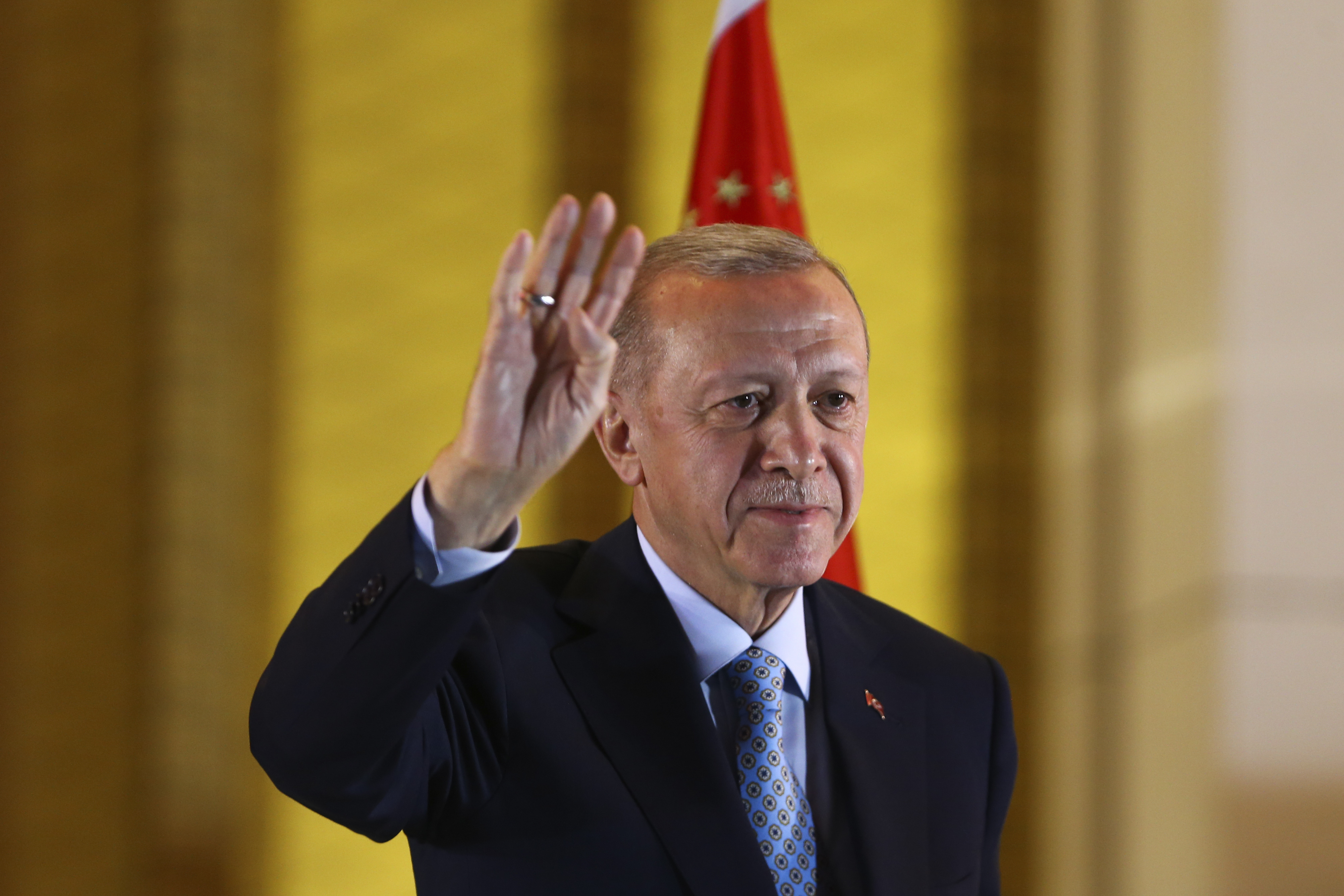 Turkish President and People's Alliance's presidential candidate Recep Tayyip Erdogan gestures to supporters at the presidential palace, in Ankara, Turkey, Sunday, May 28, 2023. Turkey President Recep Tayyip Erdogan won reelection Sunday, extending his increasingly authoritarian rule into a third decade as the country reels from high inflation and the aftermath of an earthquake that leveled entire cities. (AP Photo/Ali Unal)


Associated Press/LaPresse
Only Italy and Spain