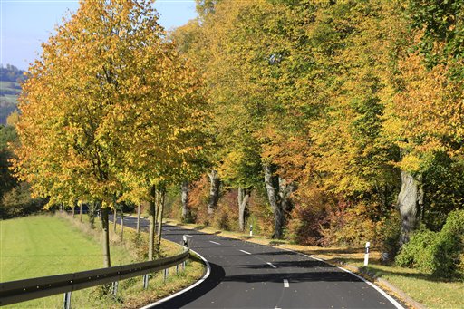 Una strada di campagna in autunno