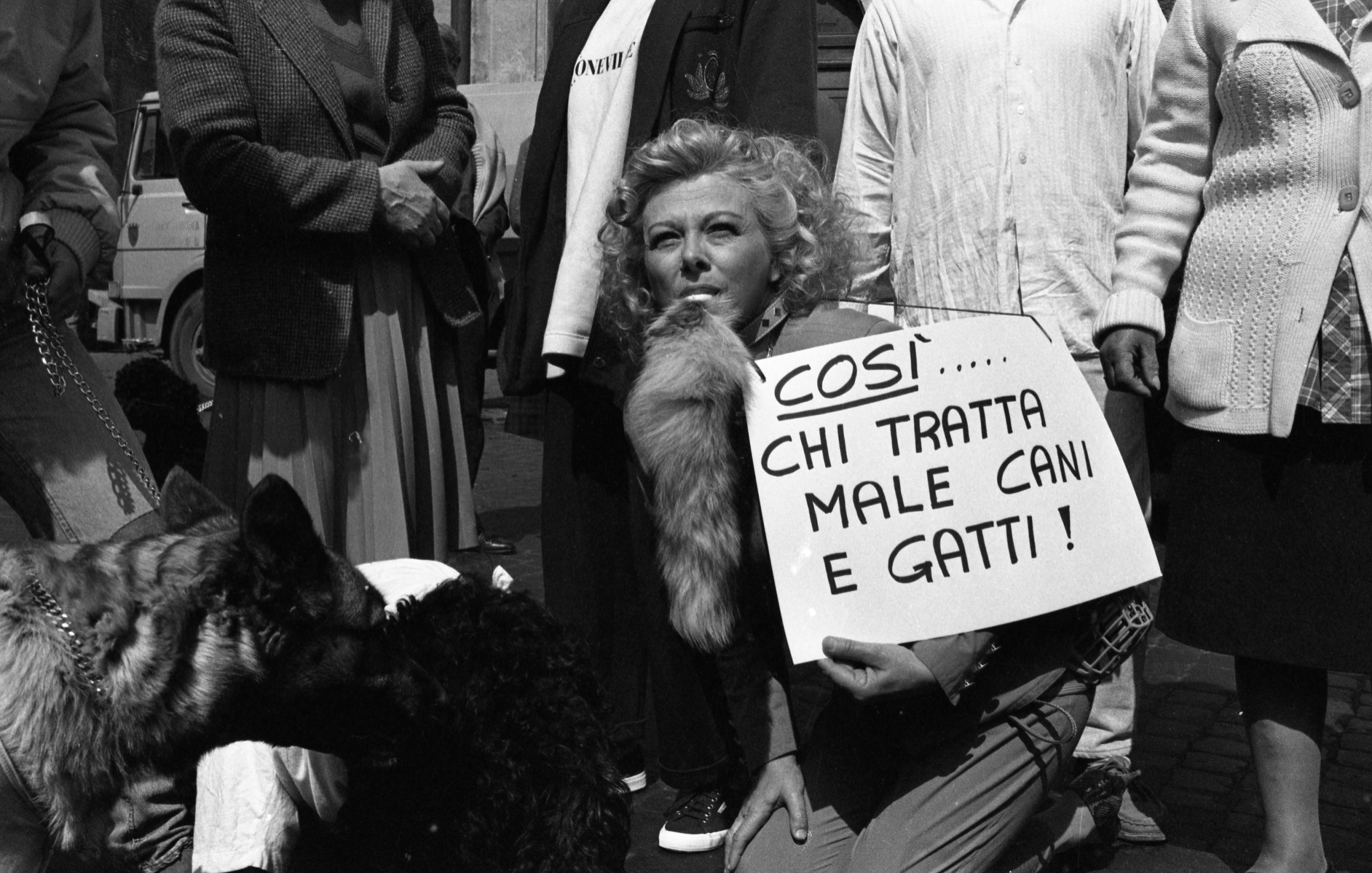Manifestazione contro il randagismo. Nella foto Sandra Milo. Roma, 16 aprile 1988  ARCHIVIO ANSA R 15125