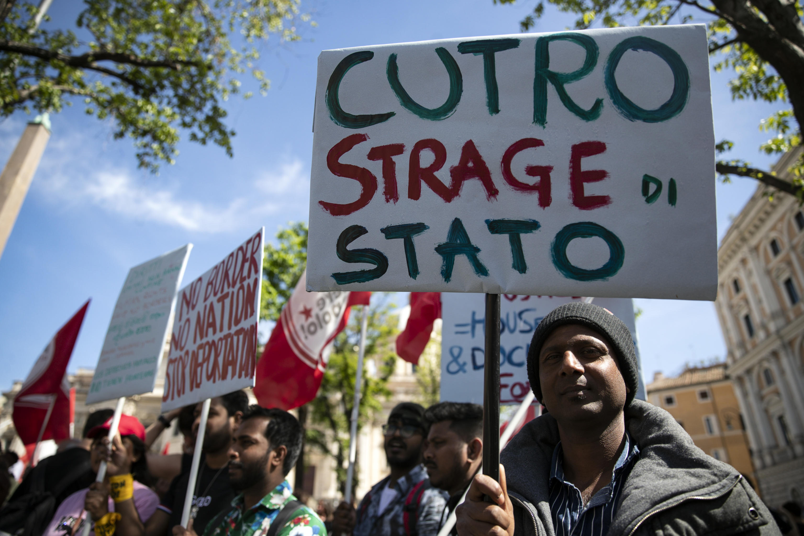 Protesters participate in the national demonstration of migrants 