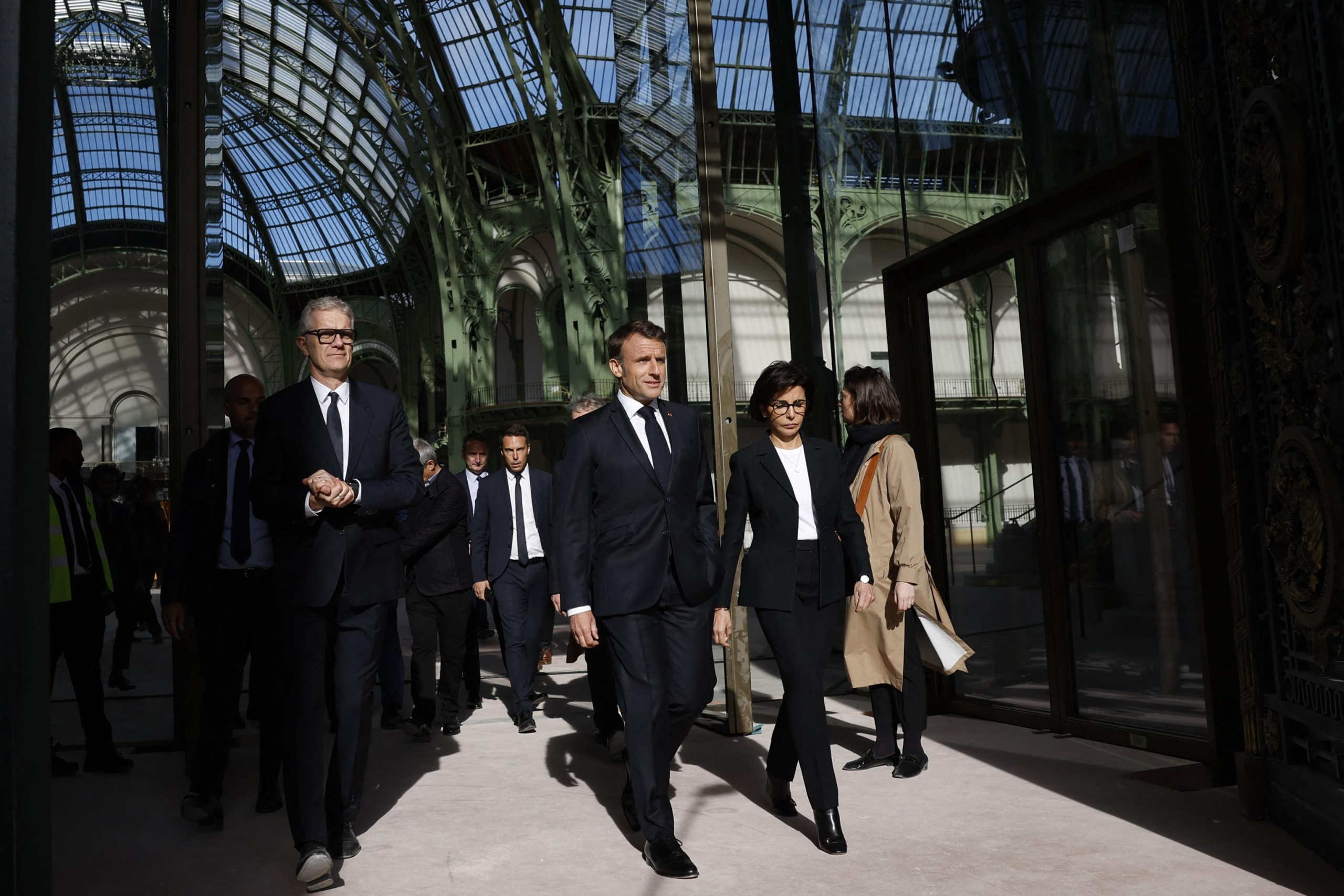Macron svela piano B per apertura dei Giochi di Parigi.  (Foto Ansa di Yoan VALAT / POOL / AFP)