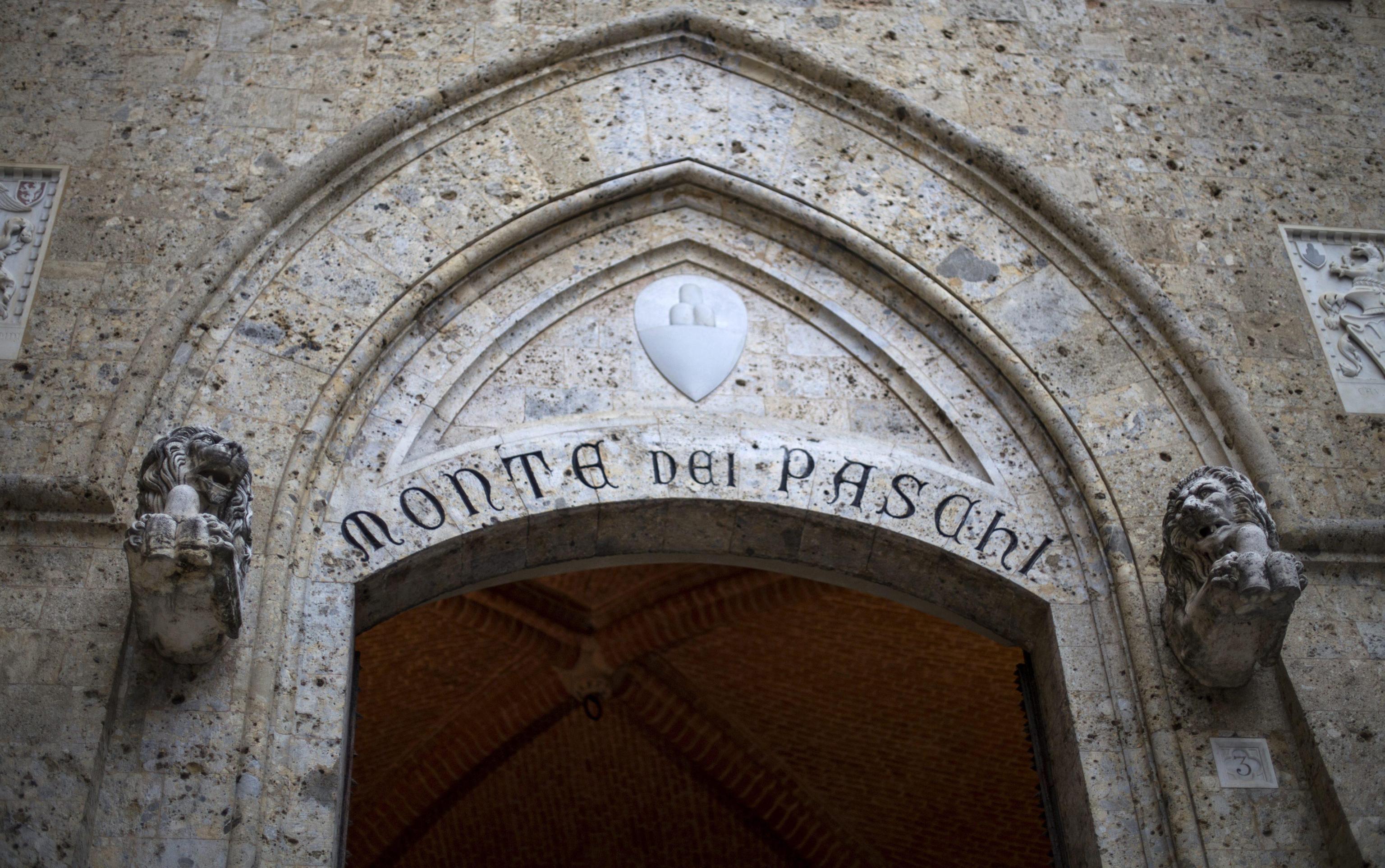A file photo dated 23 March 2016 shows the Banca Monte dei Paschi di Siena (BMPS or MPS) headquarters in piazza Salimbeni (Salinbeni Square), in Siena, Italy. 
ANSA/MATTIA SEDDA