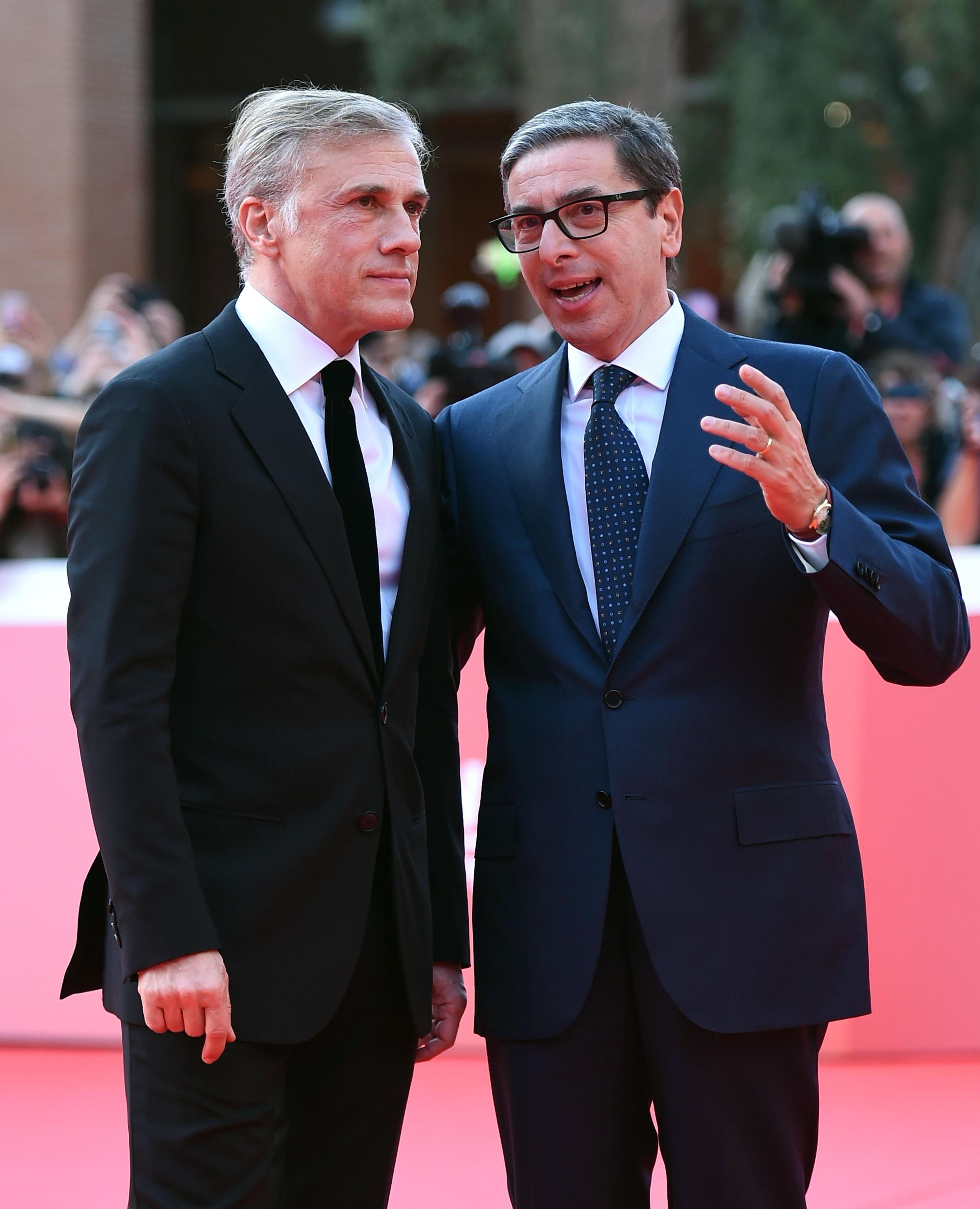 Austrian actor Christoph Waltz (L) and festival director Antonio Monda arrive at the 12th annual Rome Film Festival, in Rome, Italy, 26 October 2017. The festival runs from  26 October to 05 November. ANSA/CLAUDIO ONORATI