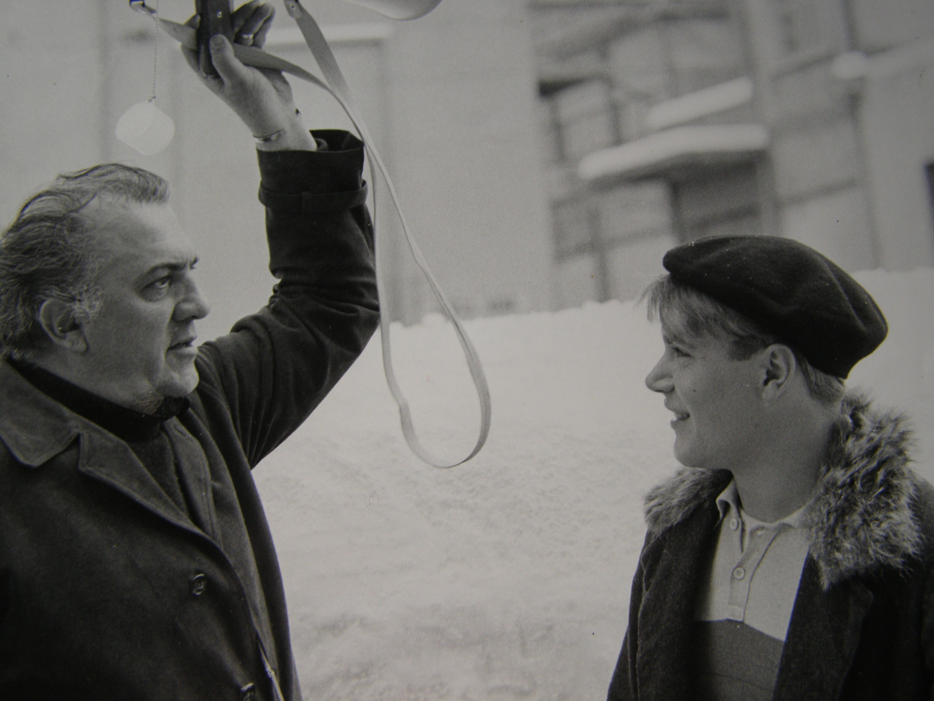Federico Fellini sul set di Amarcord