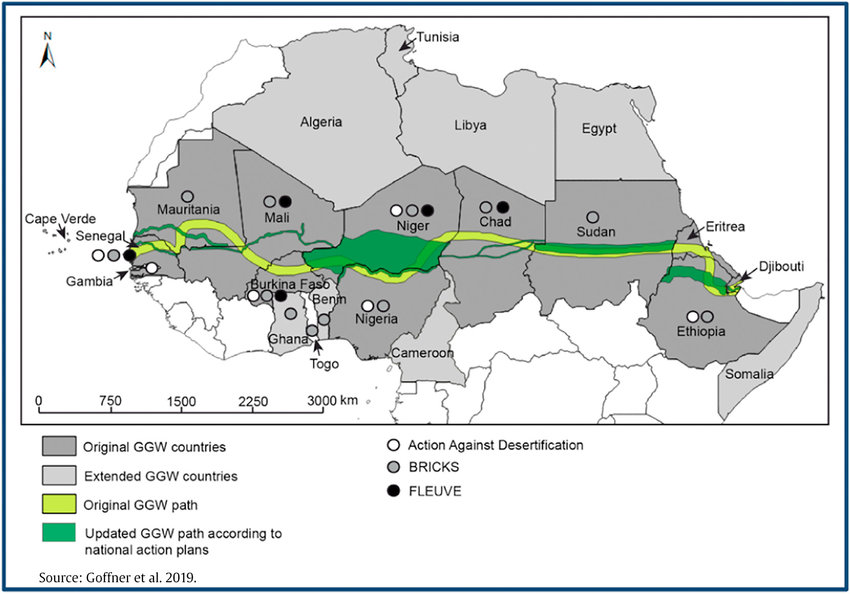 Il tracciato della Grande Muraglia Verde (FAO - Goffner et al. 2019)