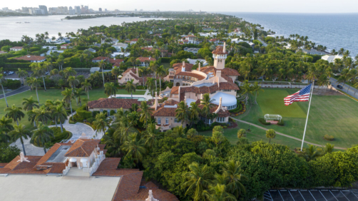 CORRECTS DAY OF WEEK TO WEDNESDAY, NOT TUESDAY -  An aerial view of President Donald Trump's Mar-a-Lago estate is pictured, Wednesday, Aug. 10, 2022, in Palm Beach, Fla. (AP Photo/Steve Helber)