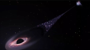 Il buco nero e la scia di stelle blu