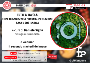 Locandina del corso di Formazione Agile "Tutti a tavola". (Disegno di Candela Copparoni)