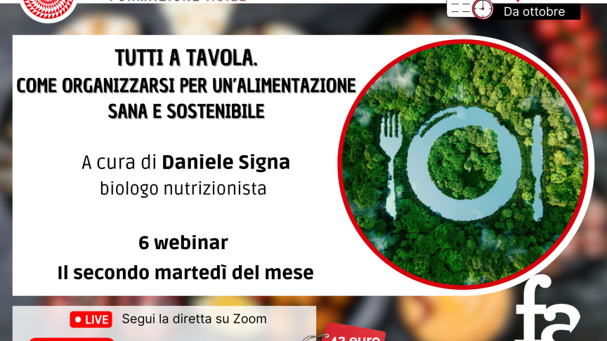 Locandina del corso di Formazione Agile "Tutti a tavola". (Disegno di Candela Copparoni)