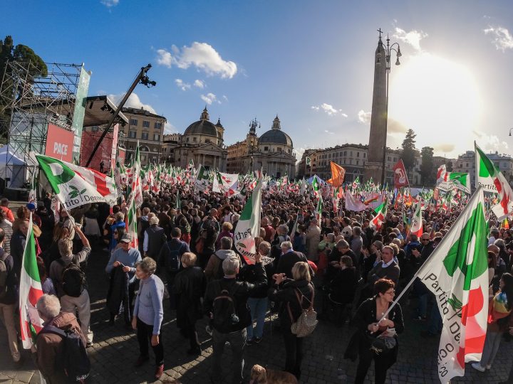 Manifestazione in Piazza del Popolo indetta dal Partito Democratico. (Foto Mauro Scrobogna/LaPresse)
