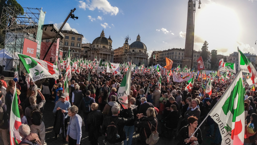 Manifestazione in Piazza del Popolo indetta dal Partito Democratico. (Foto Mauro Scrobogna/LaPresse)