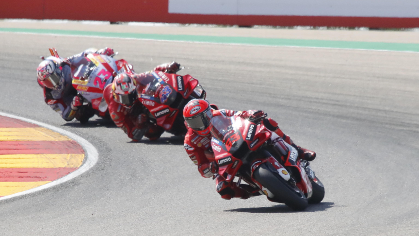Il pilota della MotoGP Francesco 'Pecco' Bagnaia. (Foto EPA, ANSA/Javier Cebollada)